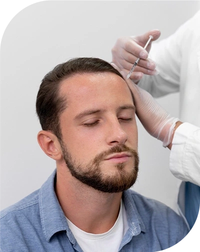 Man Going Through PRP Scalp injection Treatment